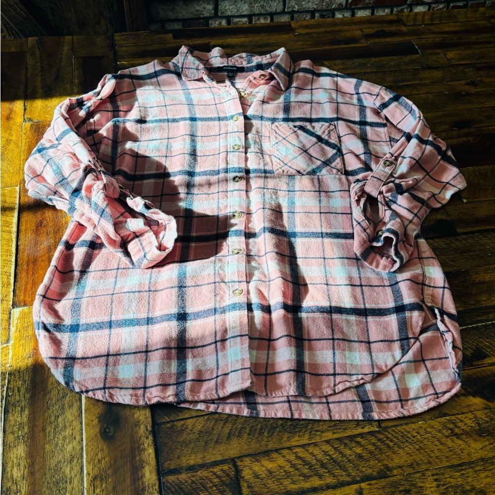 Ambiance Pink and Blue Plaid Button Down Shirt